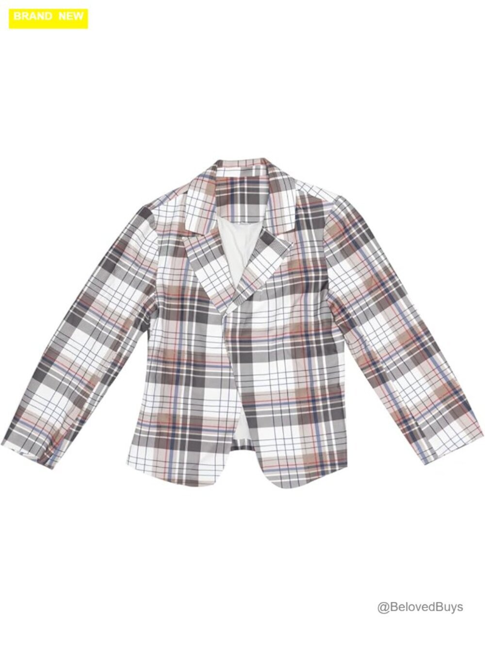 Crop Blazer Open Front Notched Lapel Long Sleeve Fully Lined Work Business